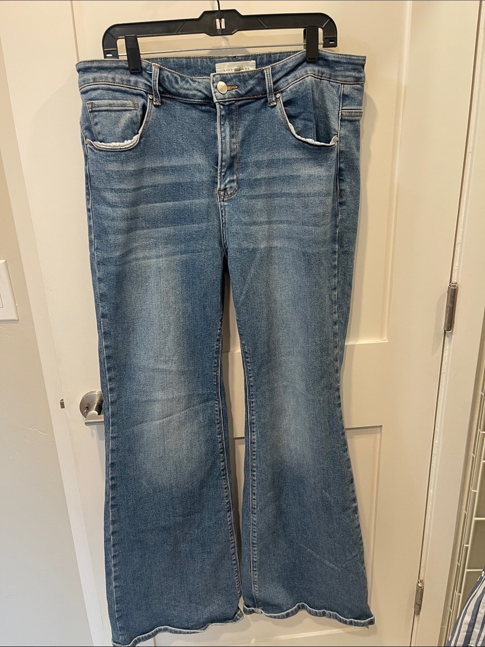 High-Rise Light Blue Flare Jeans - Women's Wide Leg